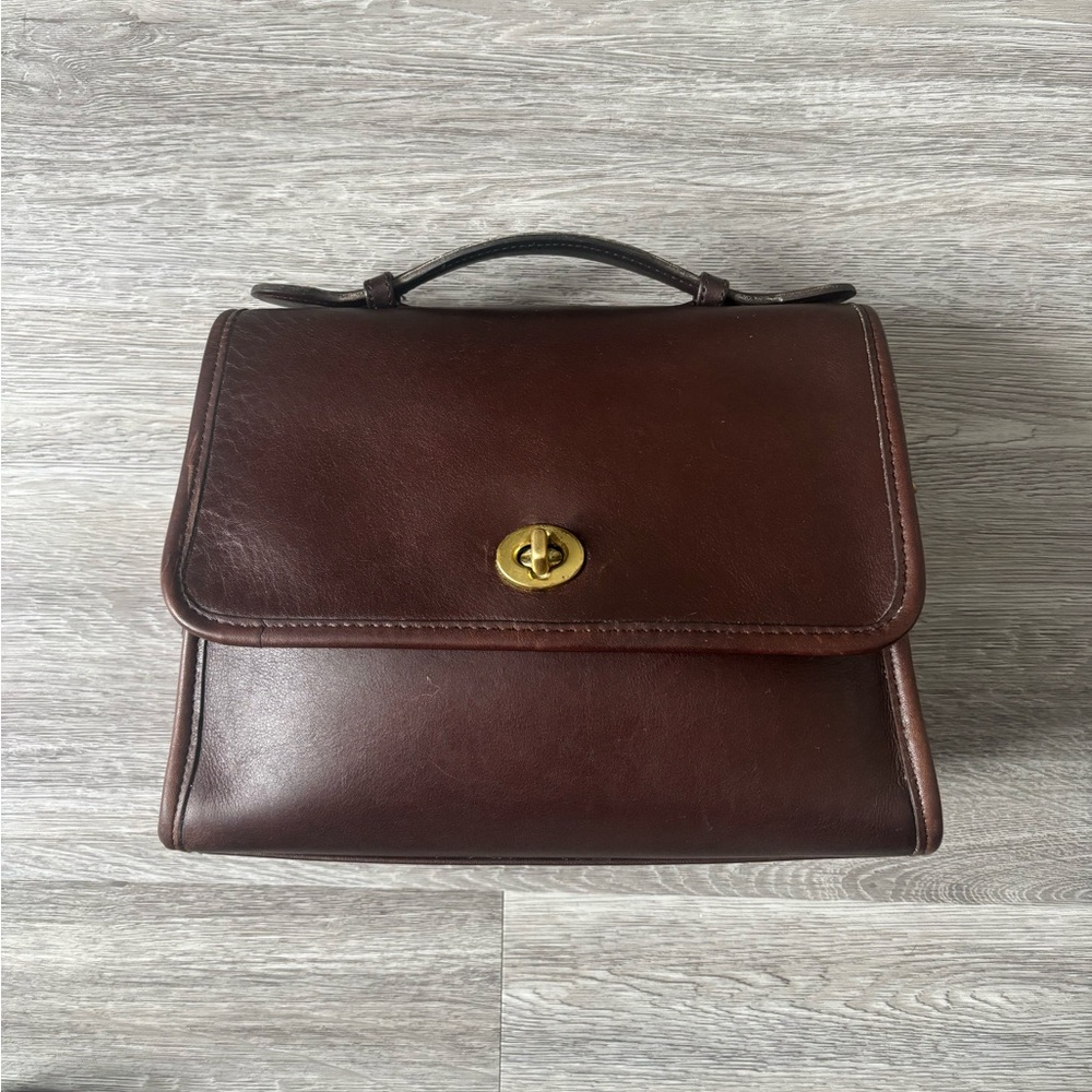 Vintage  1997 Coach 9870 Court Top Handle Leather Bag Dark Brown Crossbody Bag